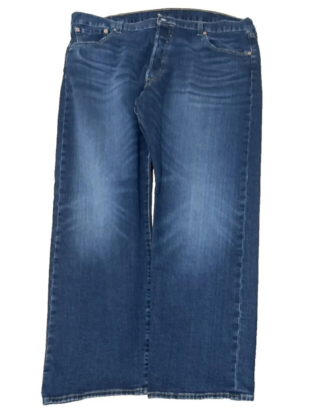Levis Blue 501 Jeans Original Straight Fit Button Fly Mens Size 42x30